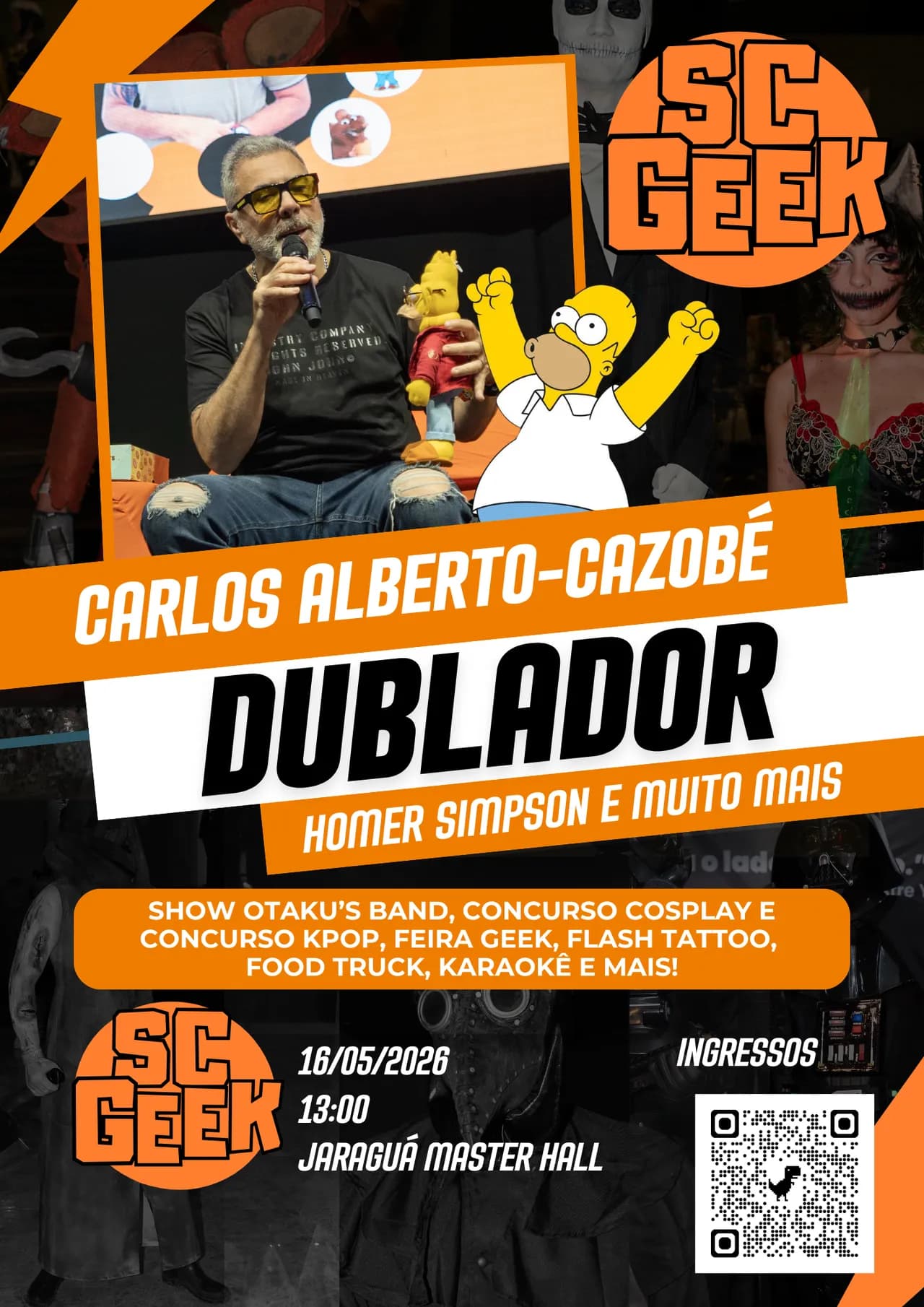 SC Geek 2026 leva o dublador Cazobé a Jaraguá do Sul